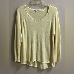 Eileen Fisher Linen Blouse Top Sz L Yellow Lightweight Lagenlook Beachy Coastal